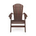 Giga Adirondack arm chair made of sturdy HDPE poly lumber, ideal for poolside, patio, or garden relaxation.