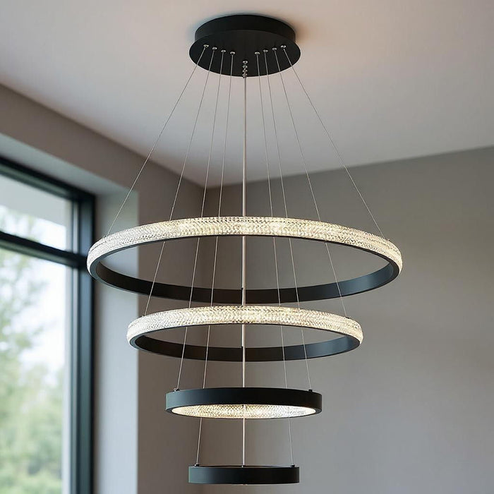 Candle Style Four Light Metal LED Dimmable Chandelier - Black