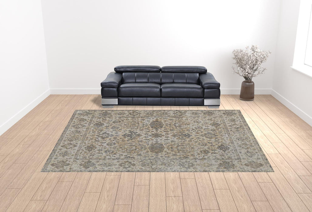 12' x 15' Power Loom Area Rug - Ivory Tan And Gray