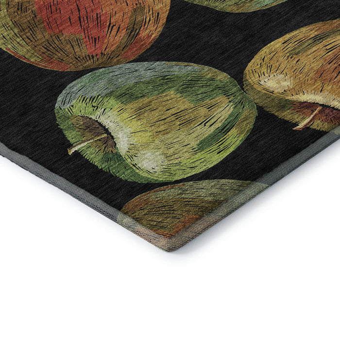 8' Cottage Geometric Washable Round Rug With UV Protection - Midnight