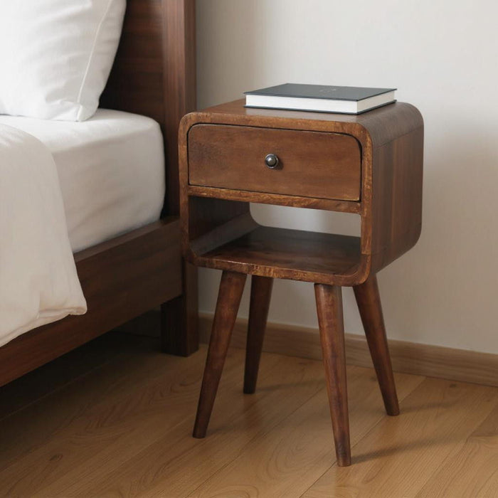 22" Modern Solid Wood One Drawer Nightstand - Chestnut