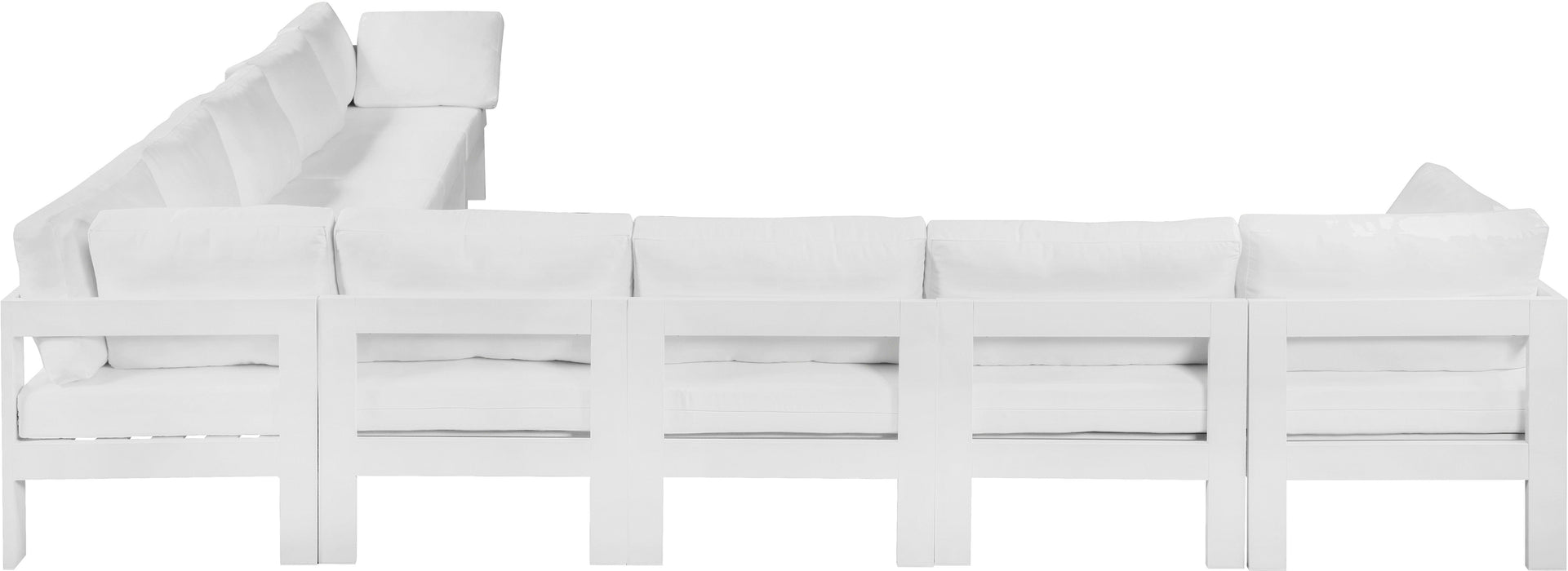 Nizuc - Outdoor Patio Modular Sectional 9 Piece - White - Fabric