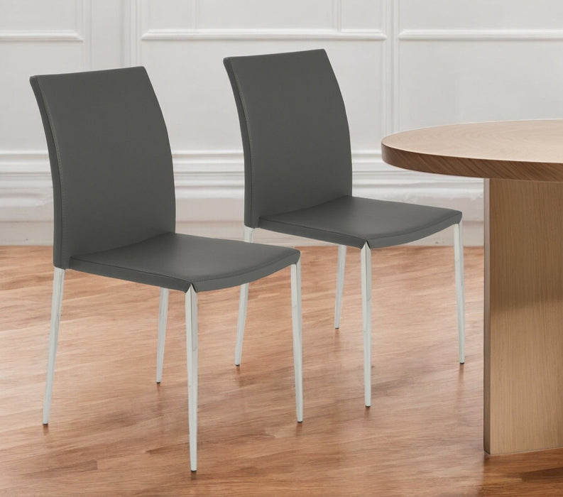 Leather Dining Side Chairs (Set of 2) - Gray
