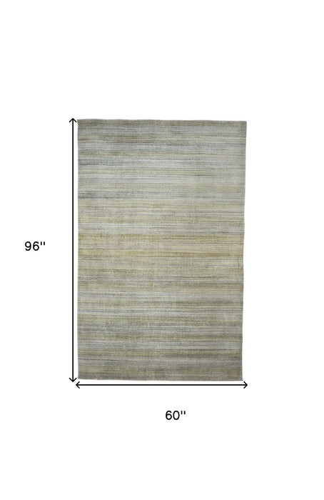 5' x 8' Ombre Hand Woven Area Rug - Green Blue And Tan