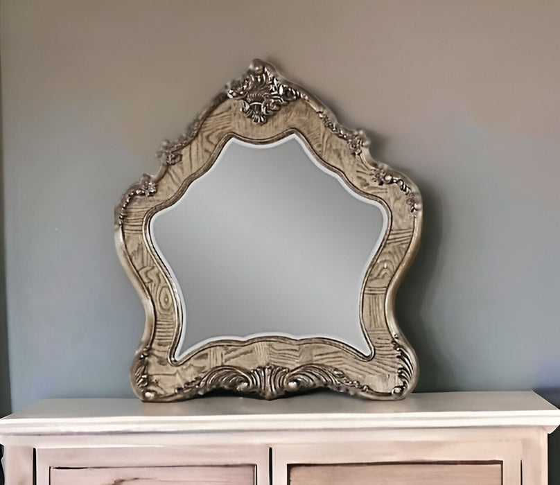 48" Abstract Framed Mounted Dresser Mirror - Oak