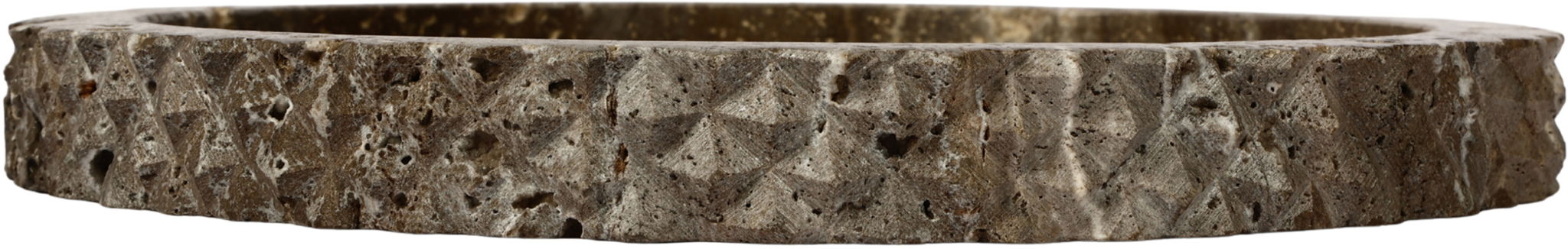Meridian Furniture Russell travertine tray showing a rectangular tray with natural stone finish and sturdy handles.