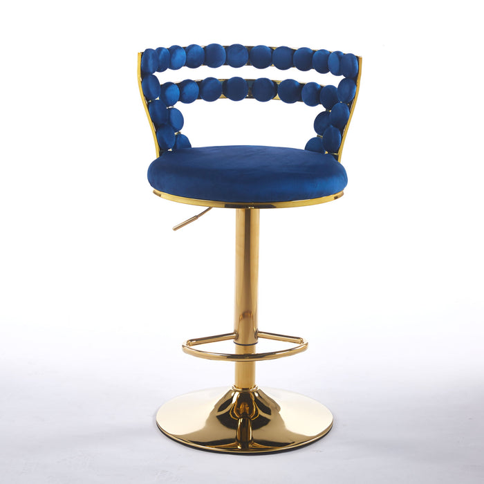 Set of 2 Giga modern bar stools with iron tube legs, soft cushions, and comfortable backrests, ideal for kitchen or bar areas.