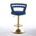 Set of 2 Giga modern bar stools with iron tube legs, soft cushions, and comfortable backrests, ideal for kitchen or bar areas.