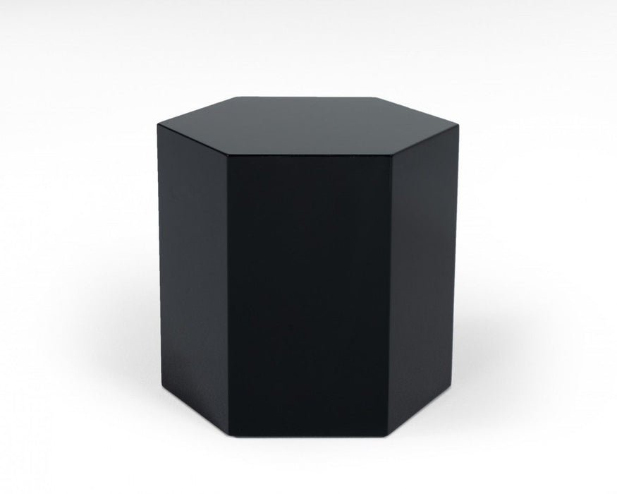 13" High Gloss Manufactured Wood Hexagon End Table - Black