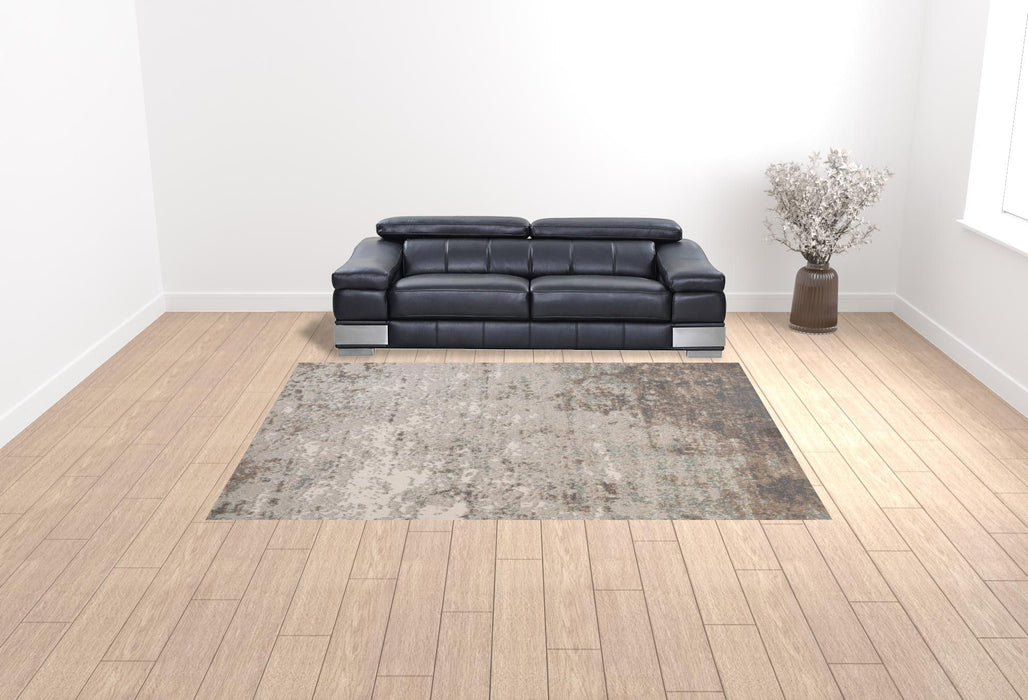 9' x 12' Gray Abstract Power Loom Area Rug - Gray And Dark
