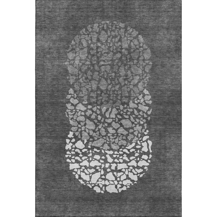 10' X 14' Abstract Washable Area Rug With UV Protection (653572) - Charcoal / Ivory