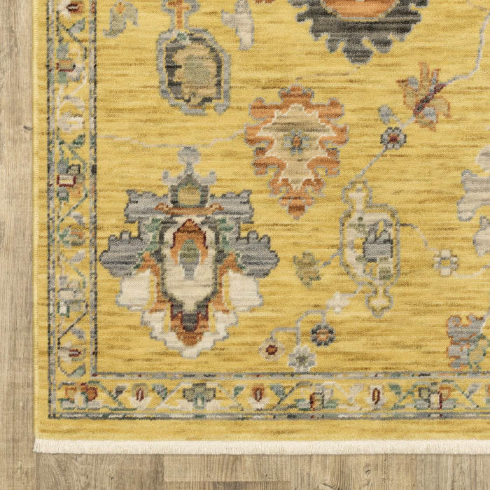 8' X 11' Oriental Area Rug With Fringe - Yellow
