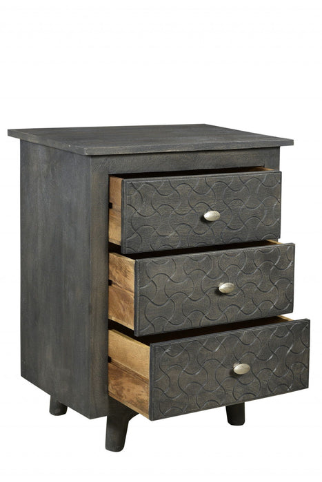 30" Three Drawer Nightstand - Gray