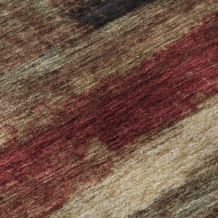 10' X 14' Abstract Washable Area Rug With UV Protection (675036) - Coffee / Burgundy / Beige