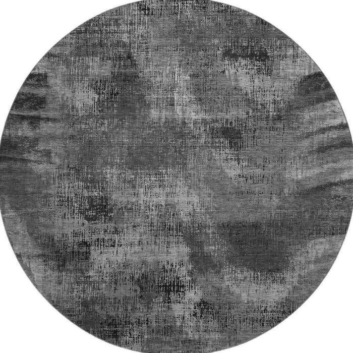 8' Abstract Washable Round Rug Polyester With UV Protection - Gray And Silver