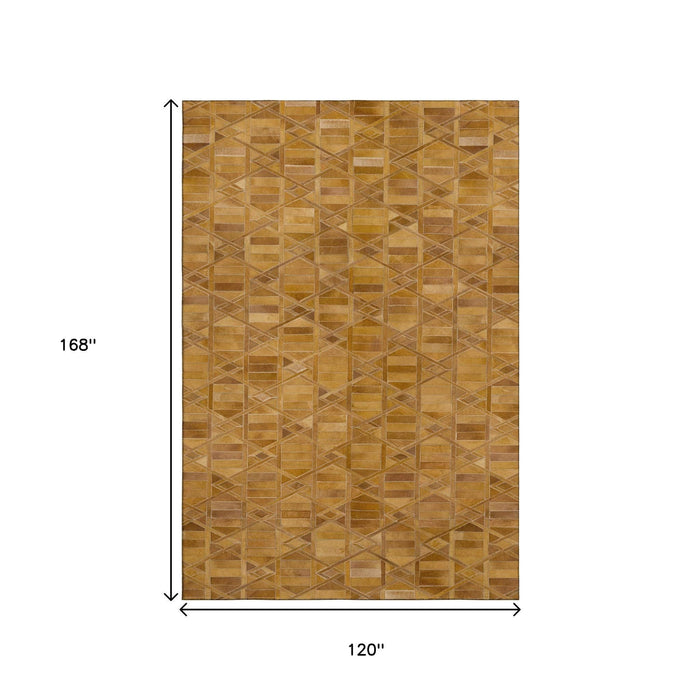 10' X 14' Geometric Washable Area Rug With UV Protection (644676) - Brown / Beige / Gold