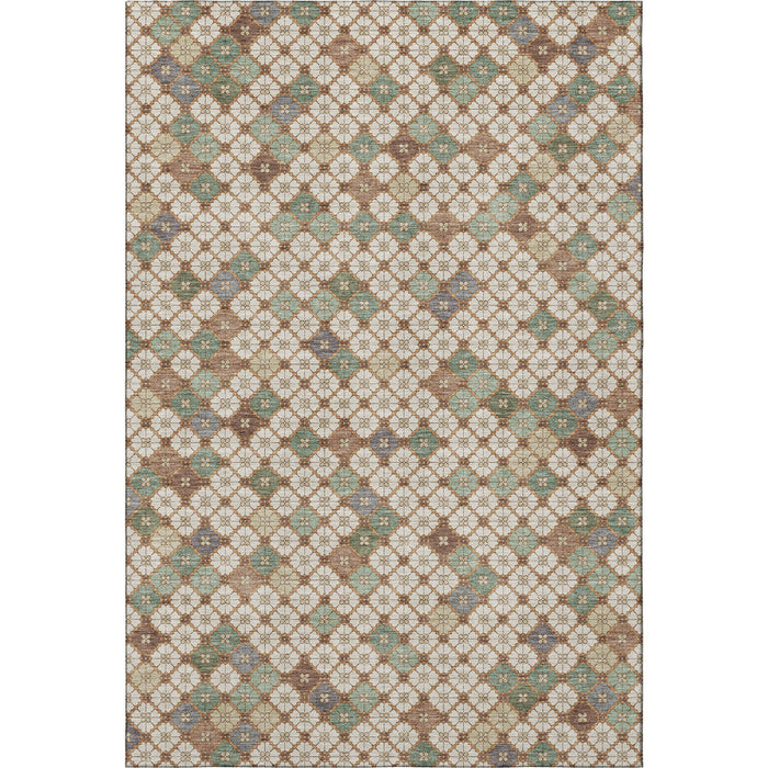 10' X 14' Geometric Washable Area Rug With UV Protection (705299) - Beige / Ivory / Sage