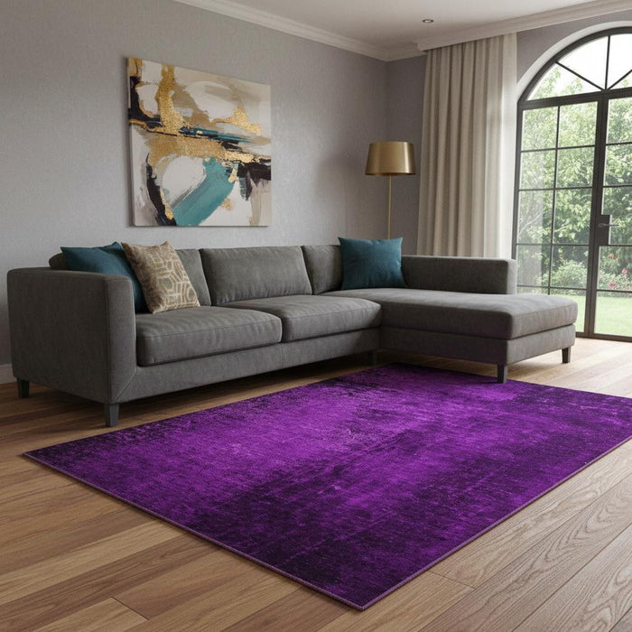 10' X 14' Abstract Washable Area Rug With UV Protection (648832) - Purple / Gray