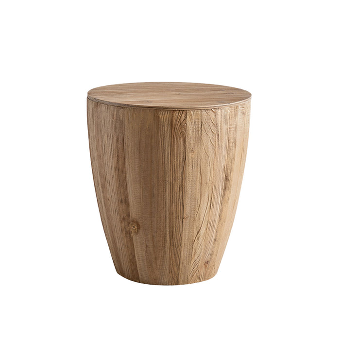 Vintage Giga barrel coffee table with storage, featuring a rustic wooden finish and sturdy metal legs.