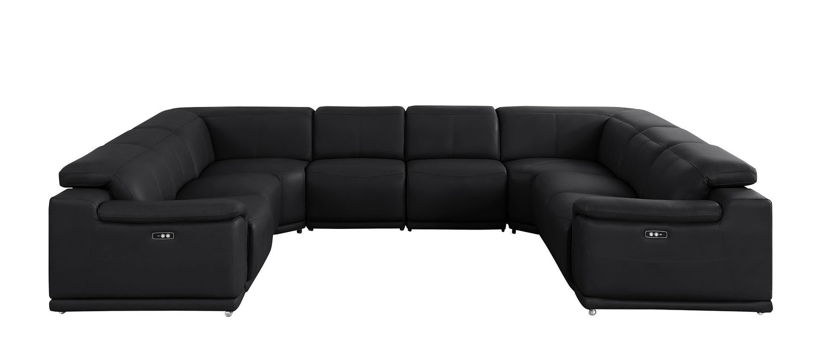 Leather Modular U Shaped Eight Piece Corner Sectional - Black