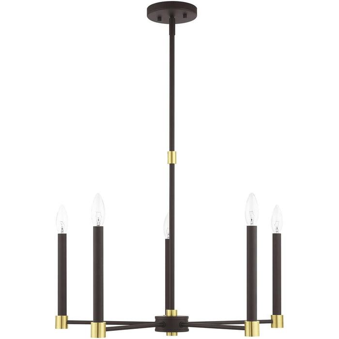 20'' Five-Light Dimmable Chandelier With Shades - Bronze