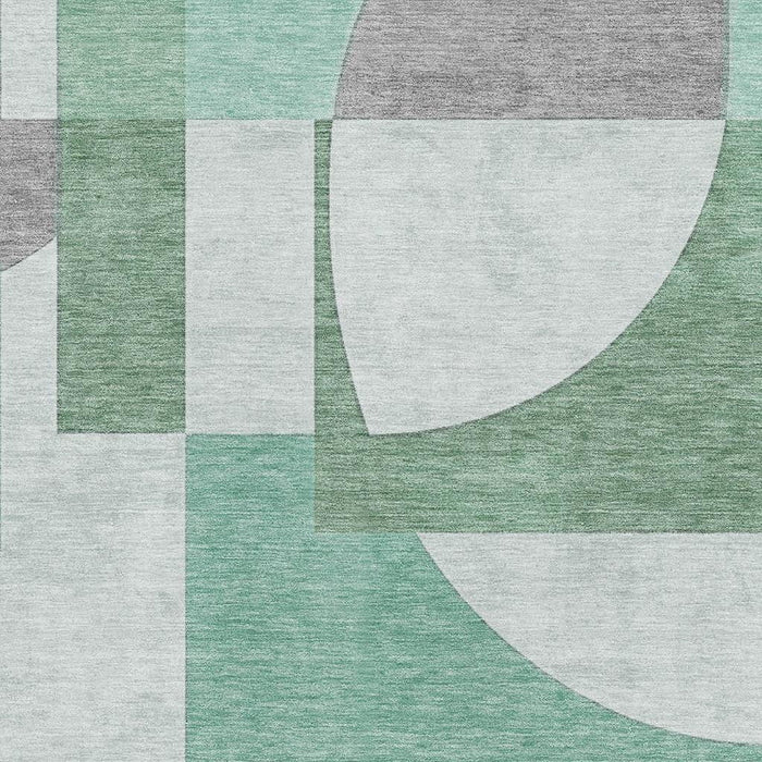 10' X 14' Abstract Geometric Washable Area Rug With UV Protection (697356) - Green / Gray / Ivory