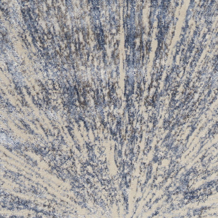 8' Abstract Non Skid Runner Rug (552476) - Cream / Gray / Blue