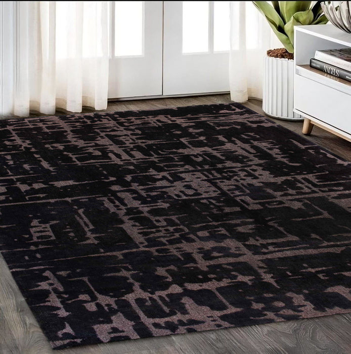 5' X 7' Abstract Washable Area Rug (548682) - Black / Gray