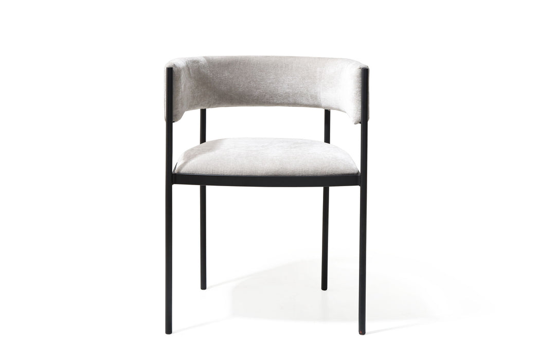 Fabric Steel Open Back Dining Arm Chairs (Set of 2) - Light Gray / Black