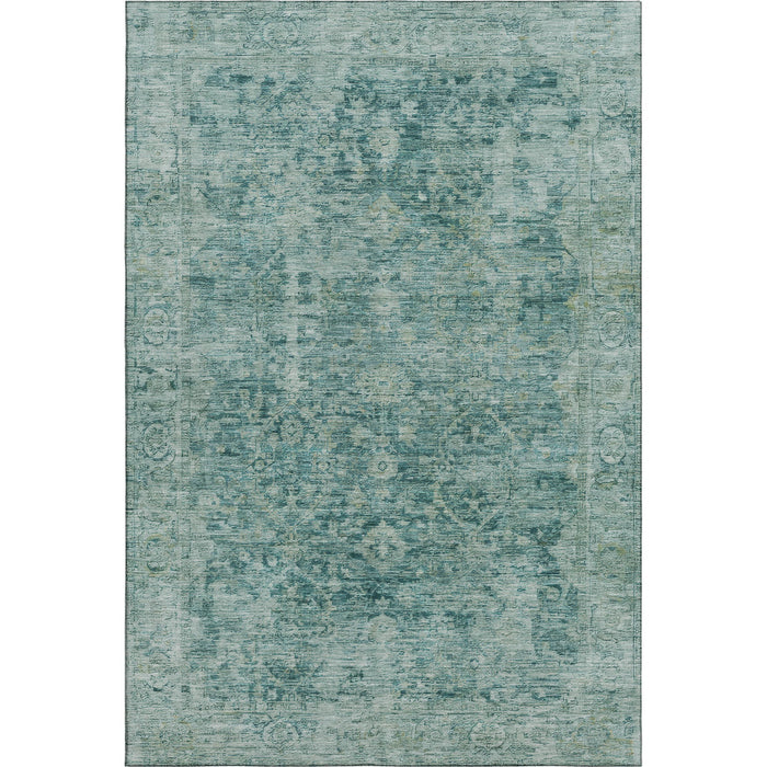 10' X 14' Oriental Washable Area Rug With UV Protection (700961) - Teal / Beige