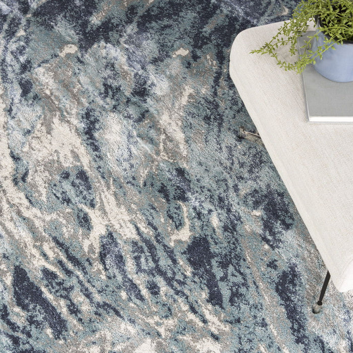 8' X 10' Modern Abstract Power Loom Area Rug - Blue