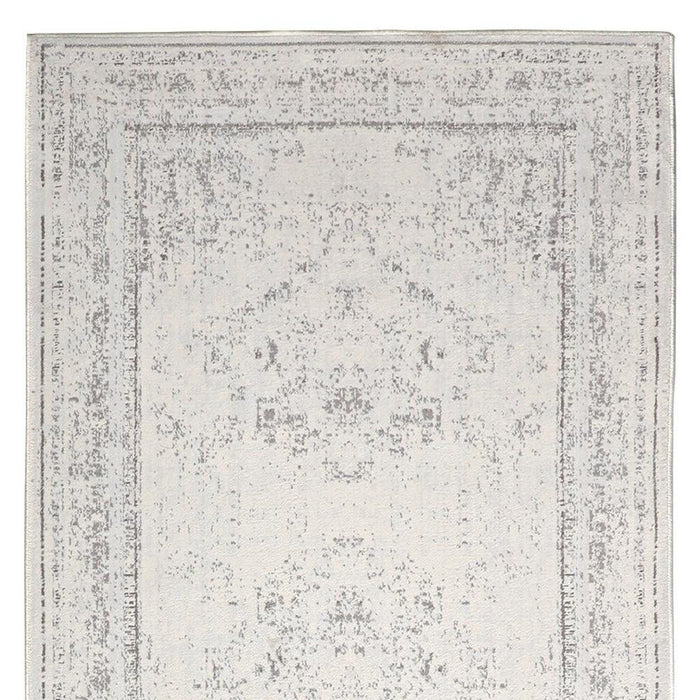 2' X 5' Medallion Washable Non Skid Area Rug (534023) - Gray / Ivory