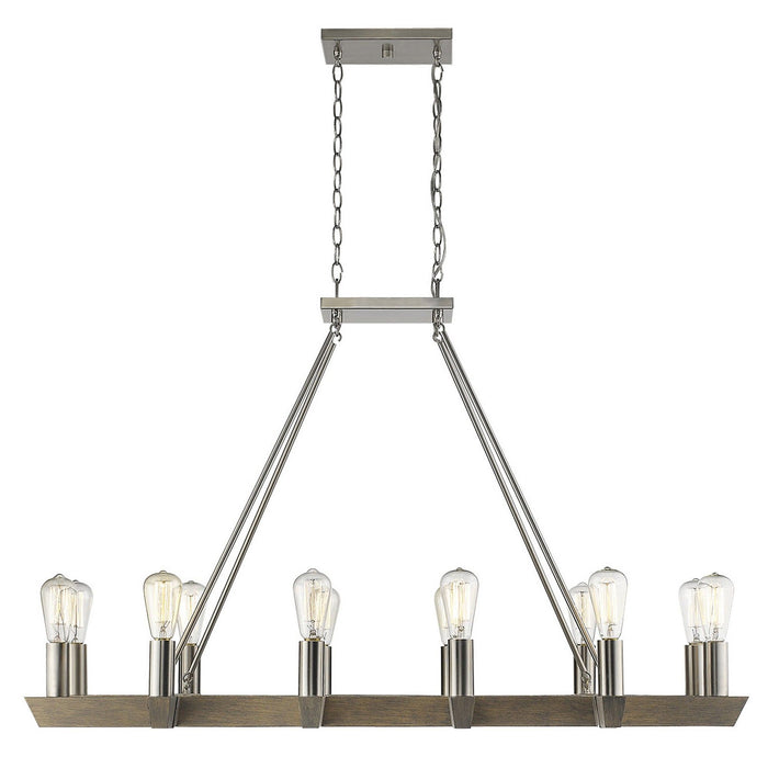 Kitchen Island Twelve Light Metal Dimmable Chandelier - Silver