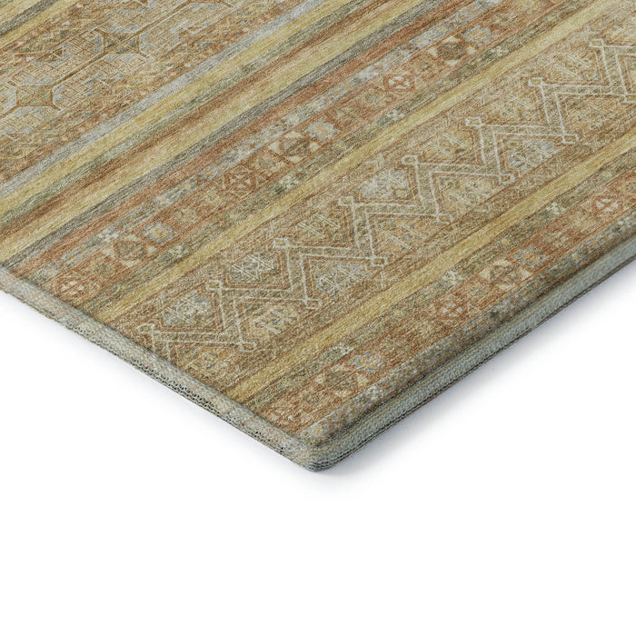 10' X 14' Striped Washable Area Rug With UV Protection (696194) - Wheat / Beige / Gold