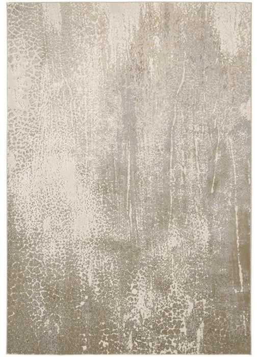 8' x 10' Abstract Power Loom Polyester Area Rug - Gray And Ivory