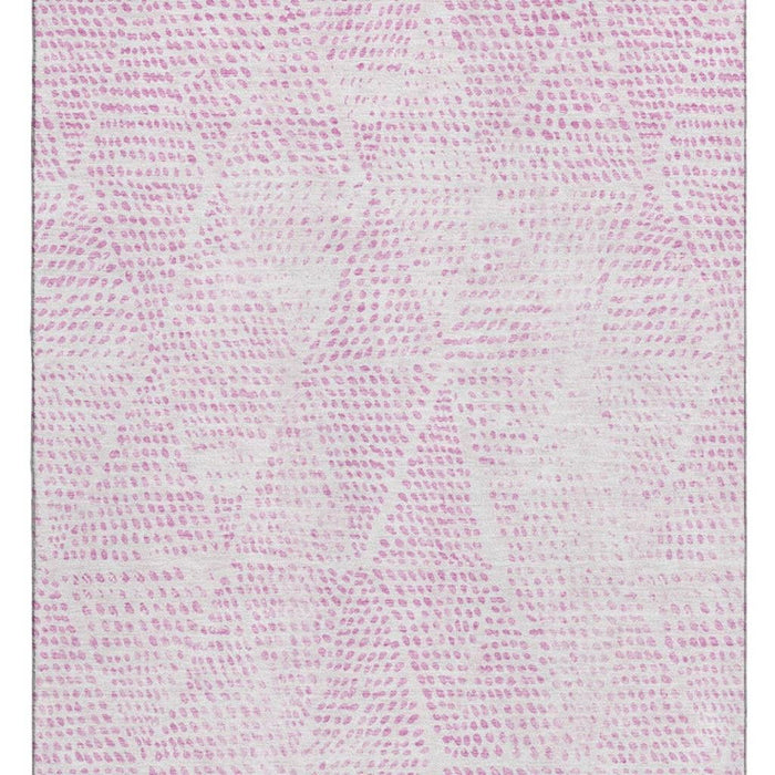 8' X 10' Diamond Washable Area Rug With UV Protection (650588) - Pink / Ivory