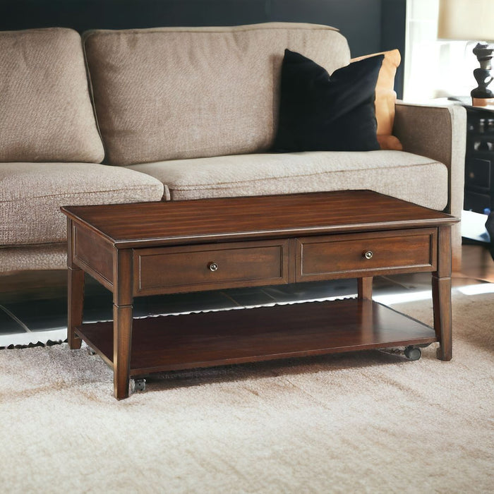 Manufactured Wood Rectangular Lift Top Coffee Table With Shelf - Walnut