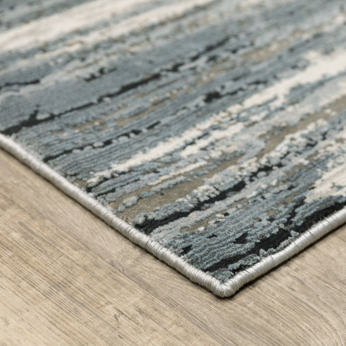 10' x 13' Abstract Power Loom Stain Resistant Area Rug - Blue Gray Beige And Brown