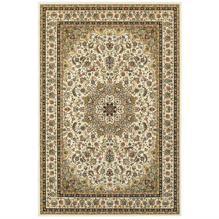 9' x 12' Machine Woven Oriental Indoor Area Rug - Ivory Beige