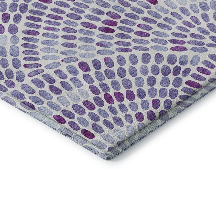 10' X 14' Geometric Washable Area Rug With UV Protection (645852) - Purple / Ivory