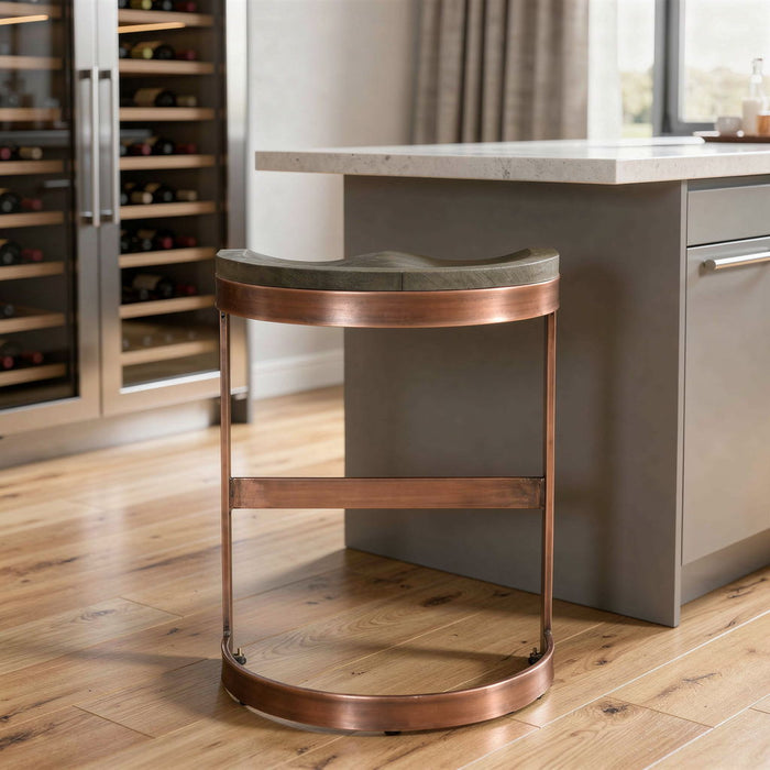 Iron Backless Bar Height Bar Chair - Gray / Copper
