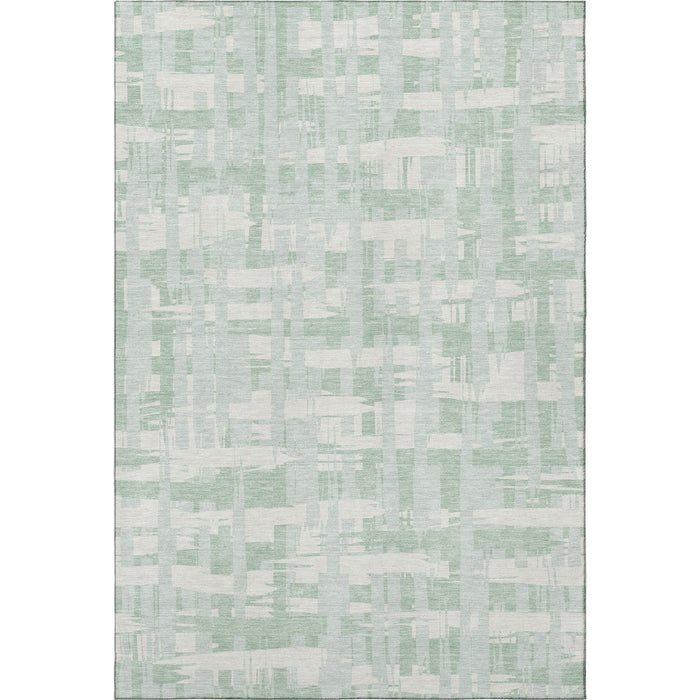 10' X 14' Striped Washable Area Rug With UV Protection (705695) - Mint Green / Ivory