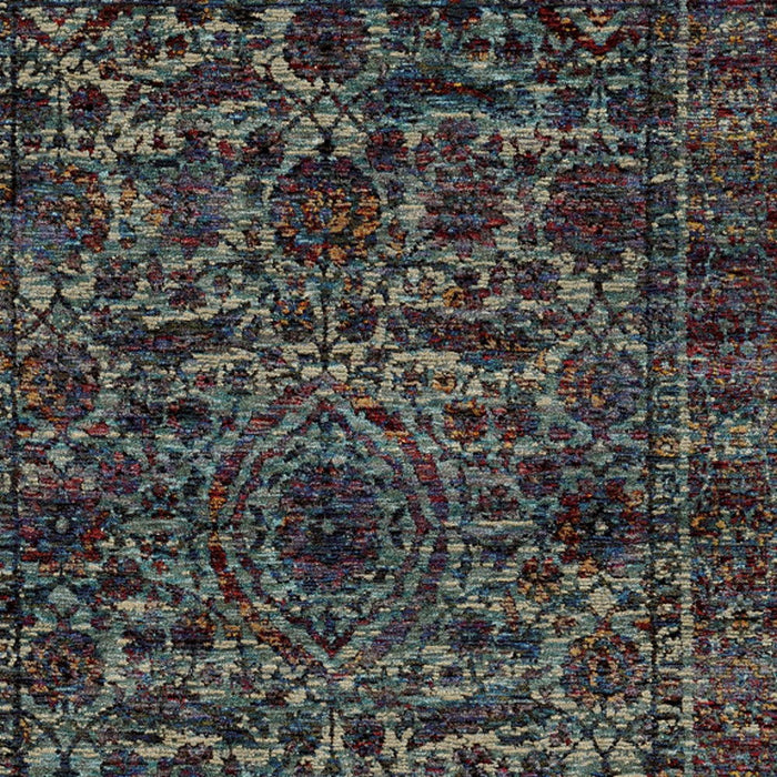 5' x 7' Oriental Power Loom Area Rug - Blue And Purple