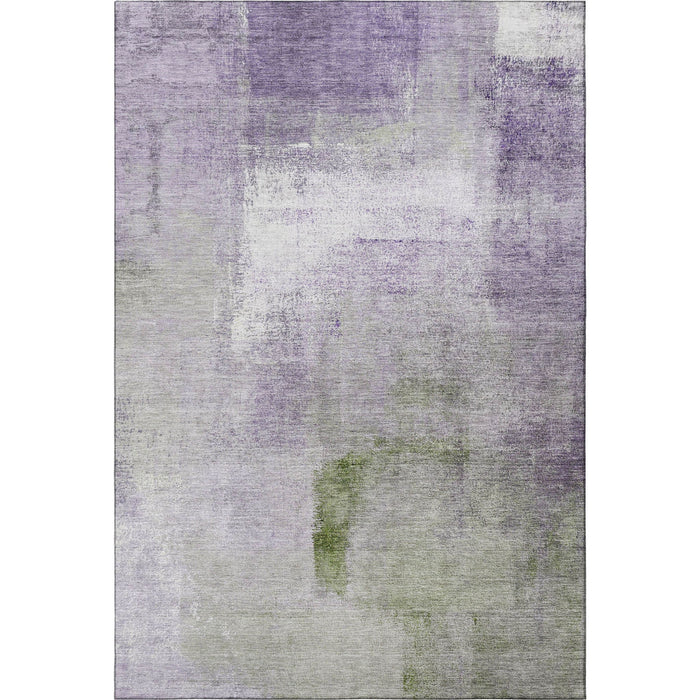 10' X 14' Abstract Washable Area Rug With UV Protection - Purple And Green