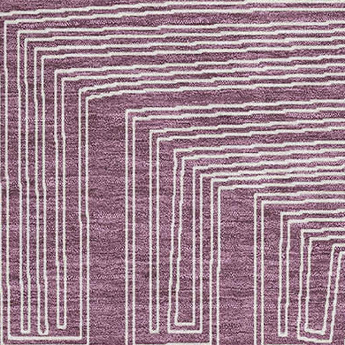 10' X 14' Geometric Washable Area Rug With UV Protection (681965) - Eggplant / Ivory