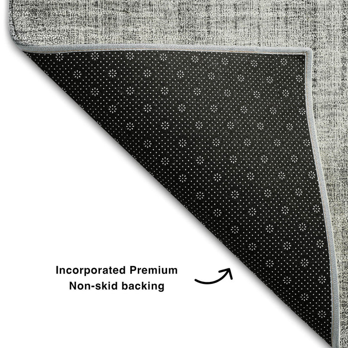 10' X 14' Geometric Washable Area Rug With UV Protection (655740) - Charcoal / Gold / Silver