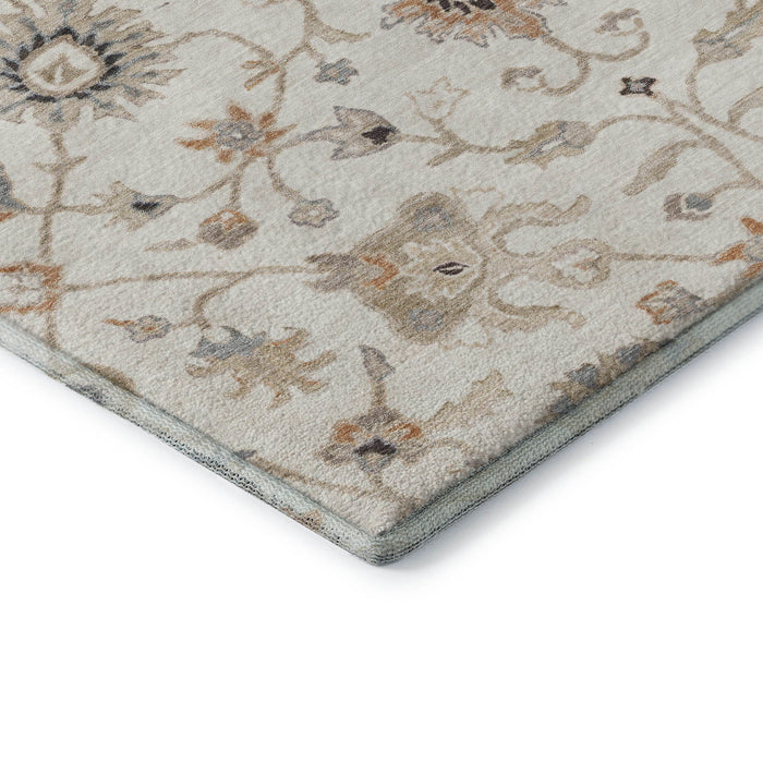10' X 14' Floral Washable Area Rug With UV Protection (686132) - Ivory / Copper / Gray