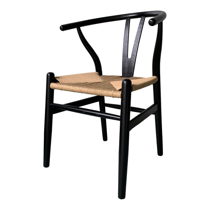 Solid Wood Wishbone Back Dining Arm Chairs (Set of 2) - Black