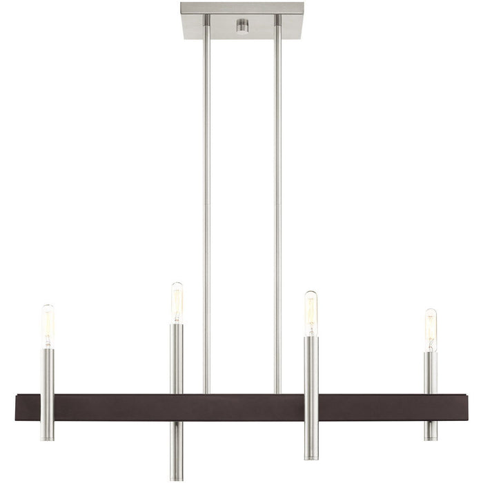 Four Light Dimmable Chandelier With Shades - Nickel