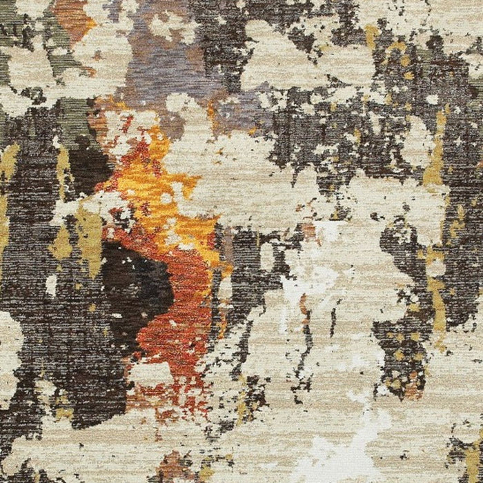 5' x 7' Power Loom Area Rug - Beige And Black